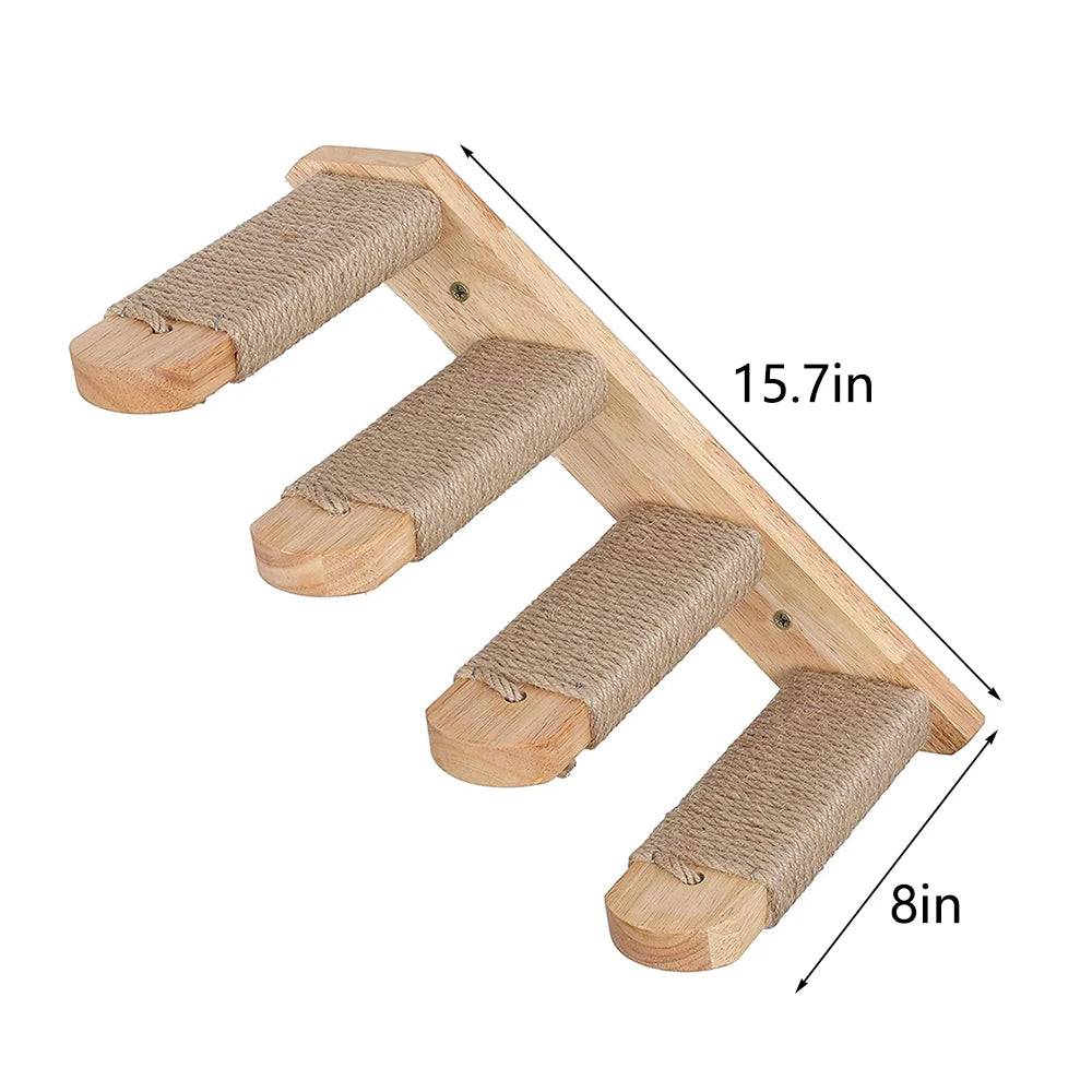 PETRAVEL Cat Climbing Shelf Wall Mounted Four Step Scratching Post