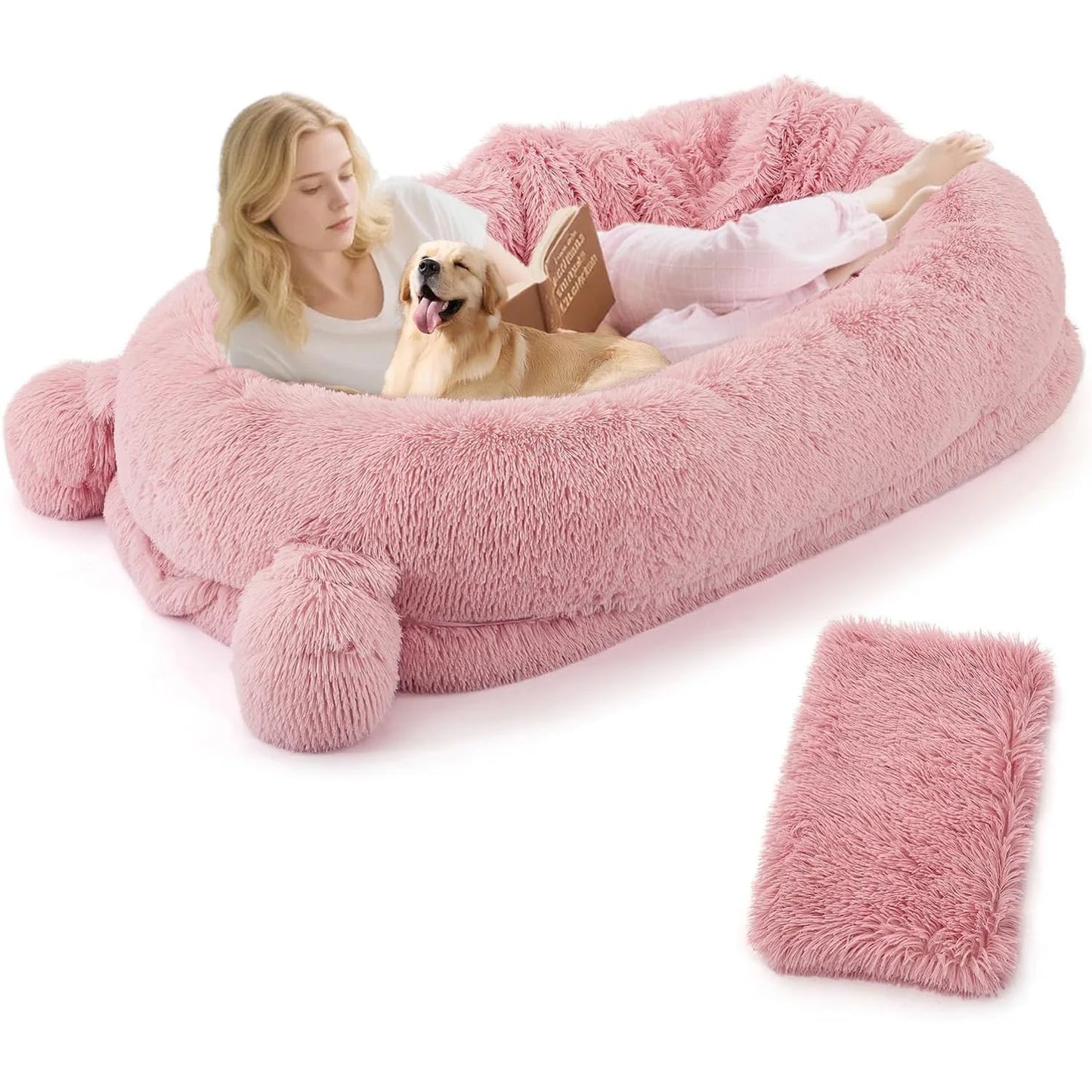 HiMISS Dog Bed With Removable Cover Blanket And Storage Pockets