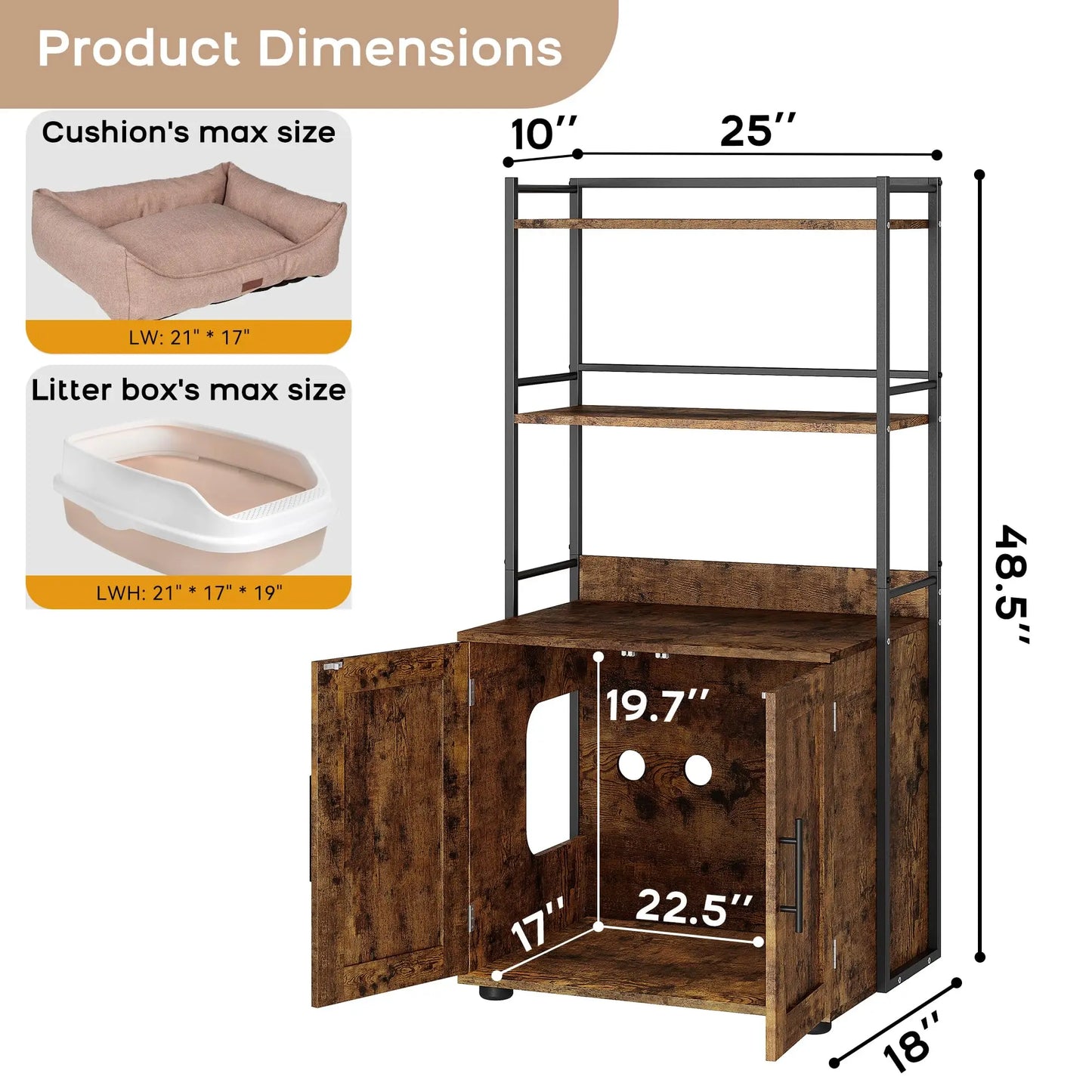 HiMISS Cat Litter Box Enclosure 2 In 1 Odor Control