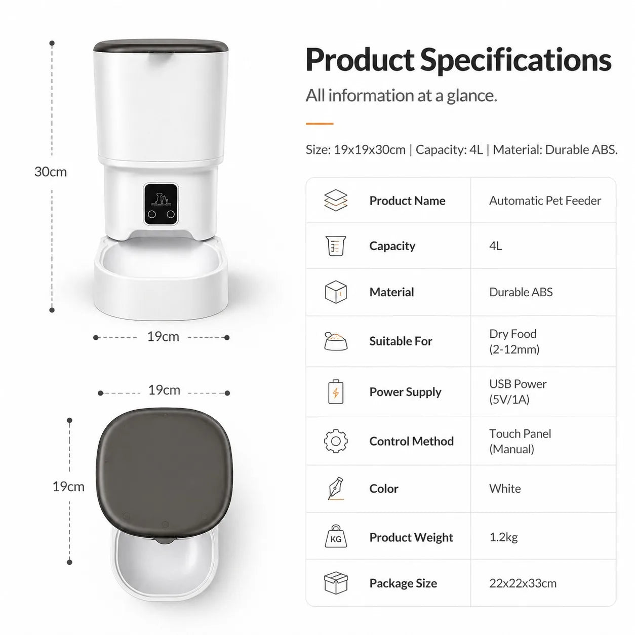 4L Large Capacity Smart Automatic Cat Feeder with Bowl - 4L, APP Control, Timed Feeding, Anti-Clogging Design for Cats & Small Dogs, All Seasons Pet Feeding Supply (No Excessive Waste Risk)
