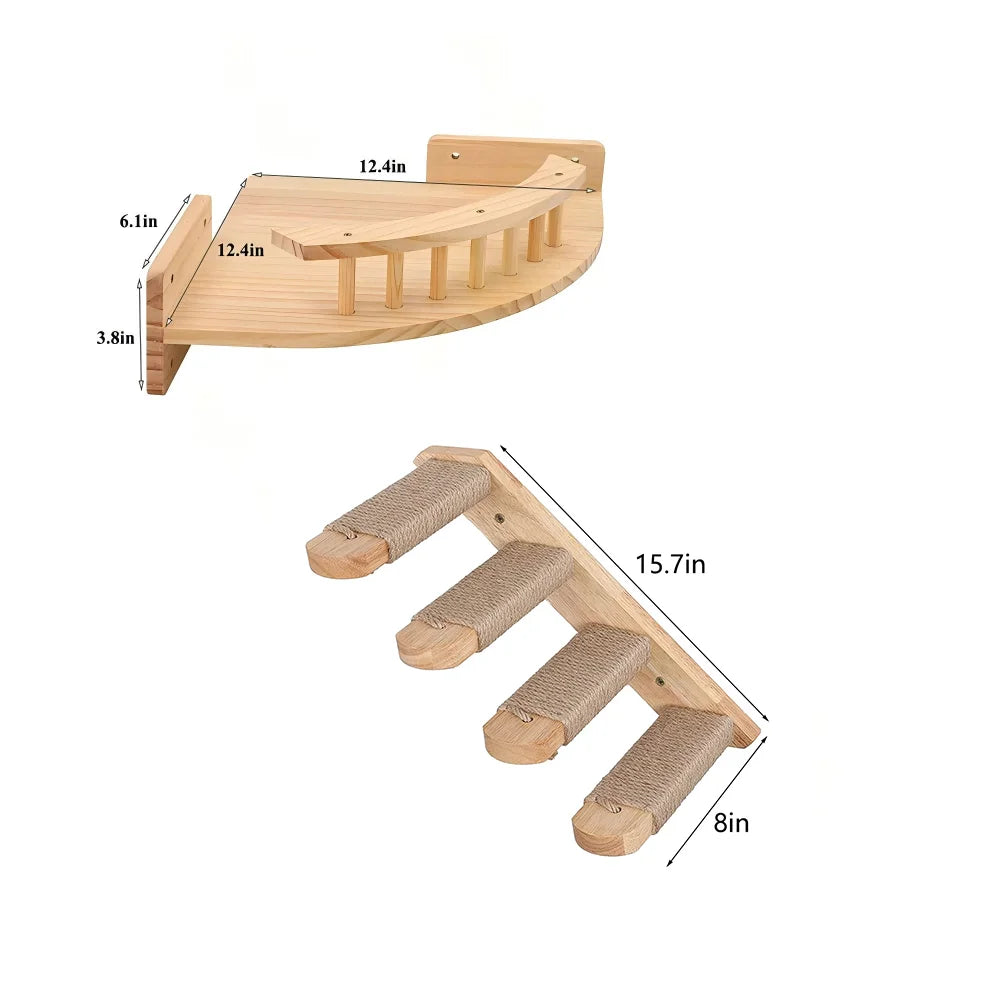 CWV Wall Mounted Cat Hammock Tree With Steps And Shelf