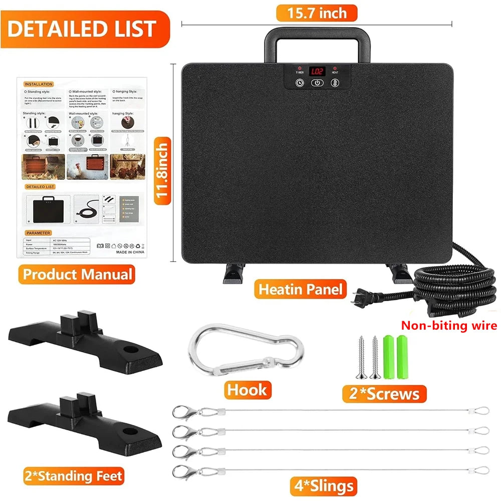 Chicken Coop Heater Thermostatic Panel With Adjustable Temperature For Poultry