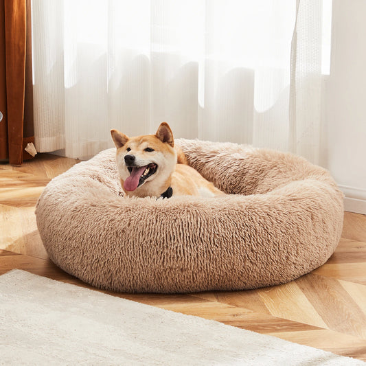JHK Calming Round Dog Bed Plush Faux Fur Anti Slip