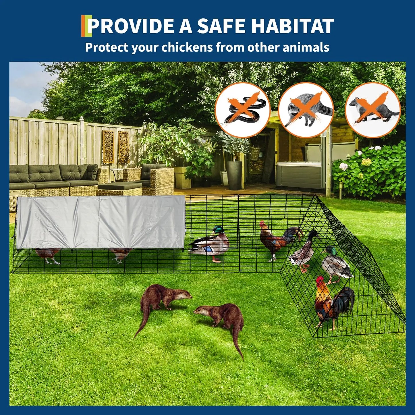 Heavy-Duty Chicken Run With Waterproof Cover Multi-Shape Chicken Tunnel For Yard Small Metal Chicken Cage For Ducks Rabbits