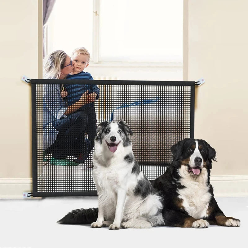 Pet Dog Barrier Fence 4 Hooks Foldable Breathable Mesh Playpen