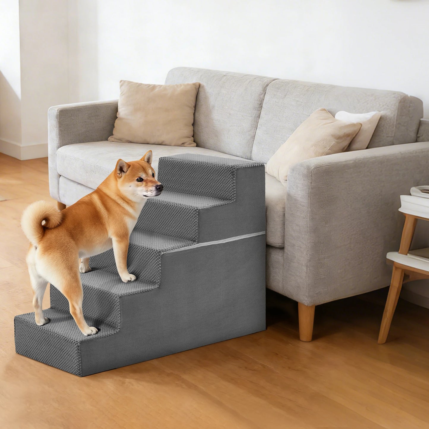 Foam Dog Stairs Ramp With Right Angled Design Indoor Non-Slip