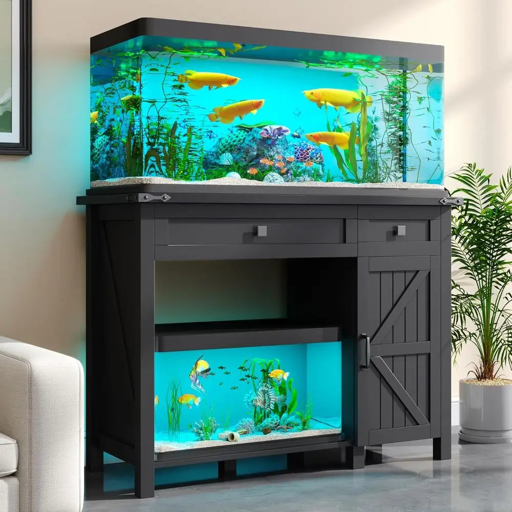 Aquarium Stand With Power Outlets And Adjustable Shelves