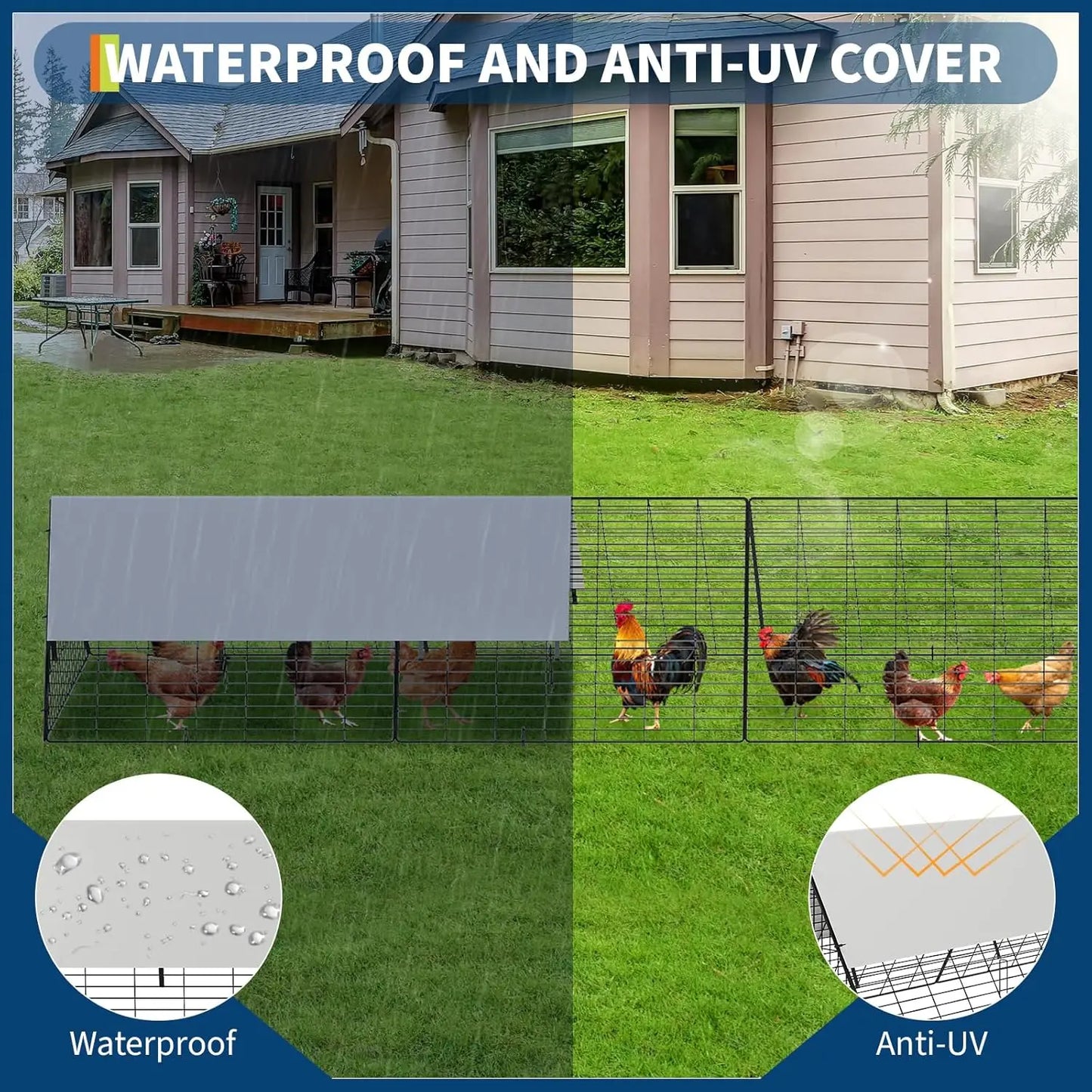 HiMISS Stainless Steel Chicken Tunnel Cage Outdoor Yard