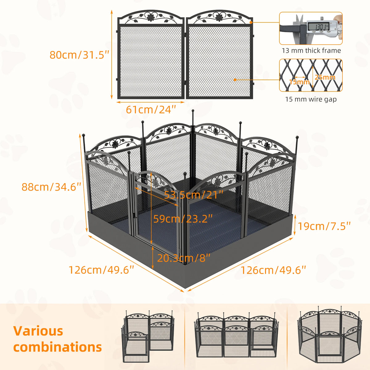 BINGOPAW Foldable Metal Dog Playpen With Secure Gate And Mat