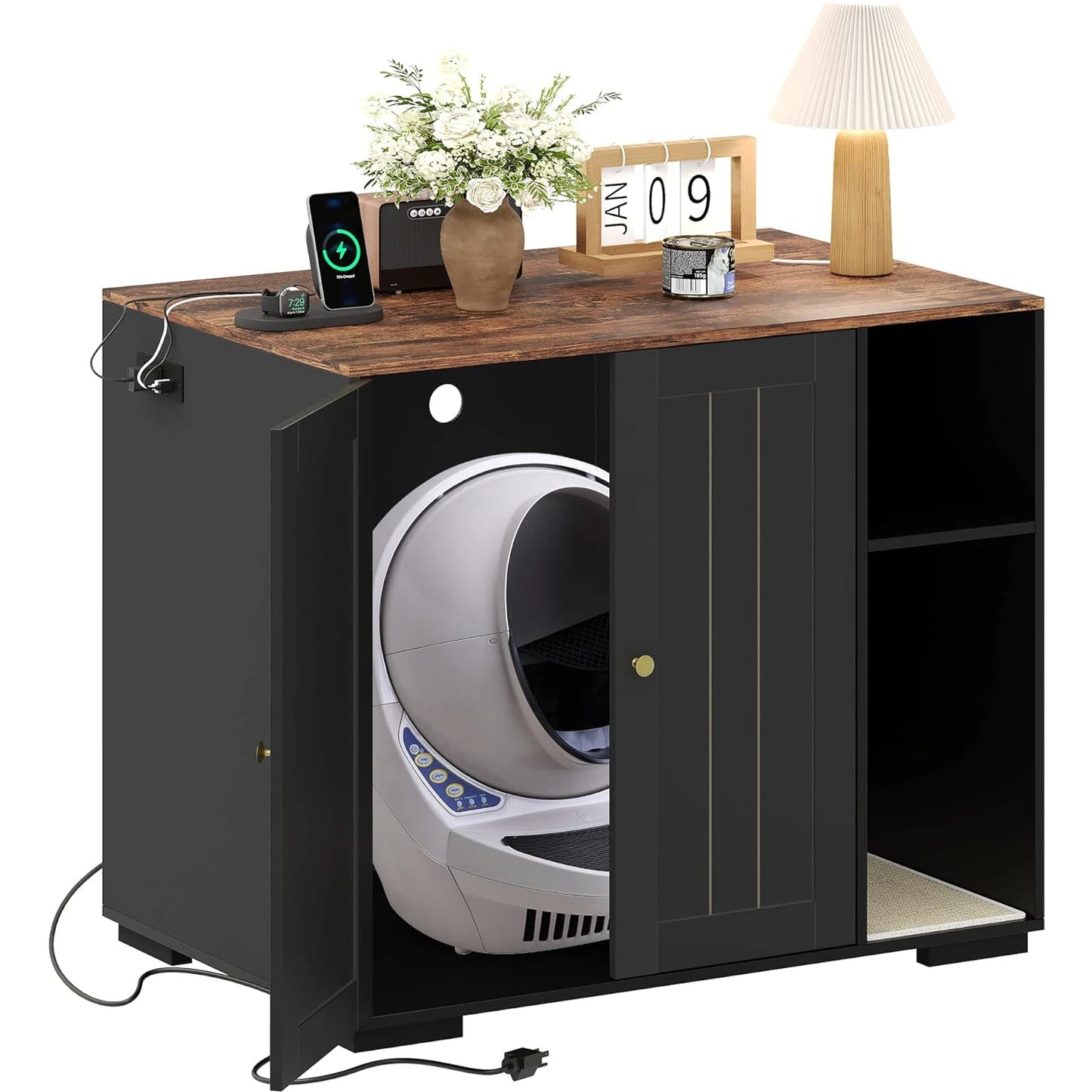 HiMISS Cat Litter Enclosure for Litter Robot 3/4 Power Outlet