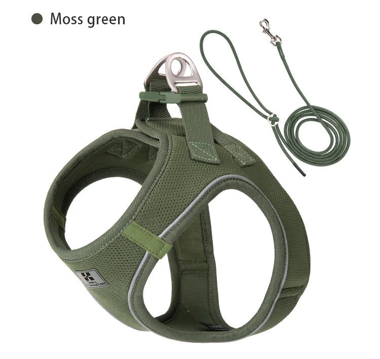 Small Combination Dog Harness Leash Set Reflective Adjustable