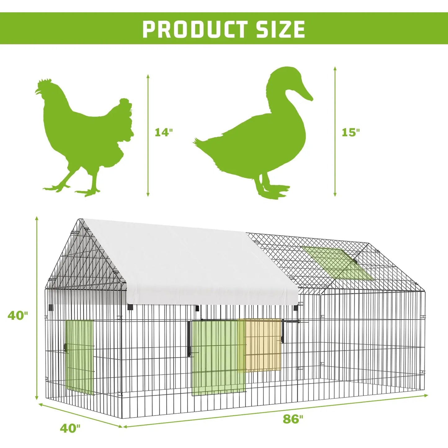 HiMISS Heavy Duty Chicken Run Coop With Waterproof UV Cover