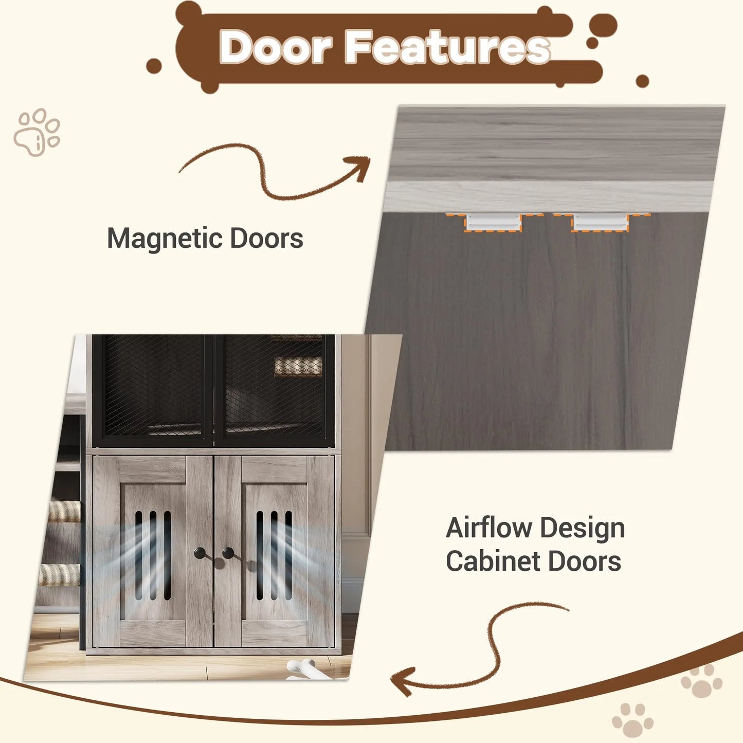 HiMISS Multifunctional Cat Litter Box Furniture Enclosed With Doors