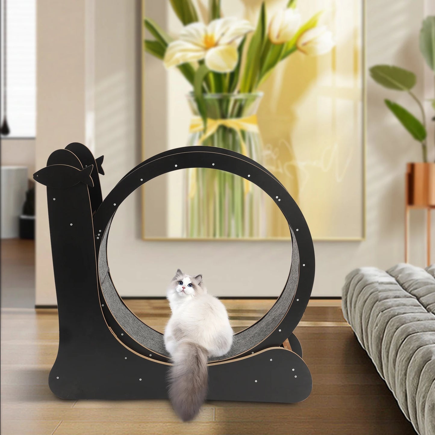 Cat Exercise Wheel Treadmill With Carpeted Runway For Fitness