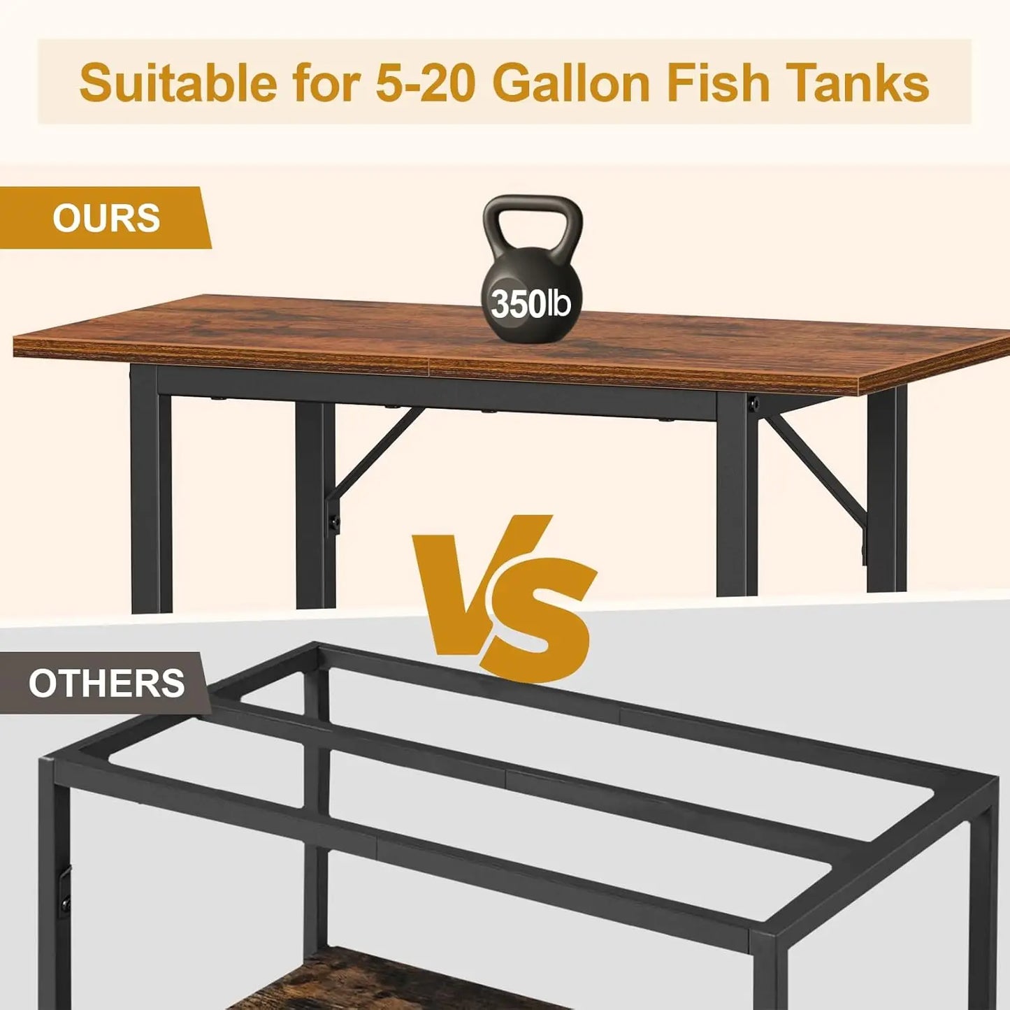 Heavy Duty 2-Tier Aquarium Stand For Freshwater Tanks