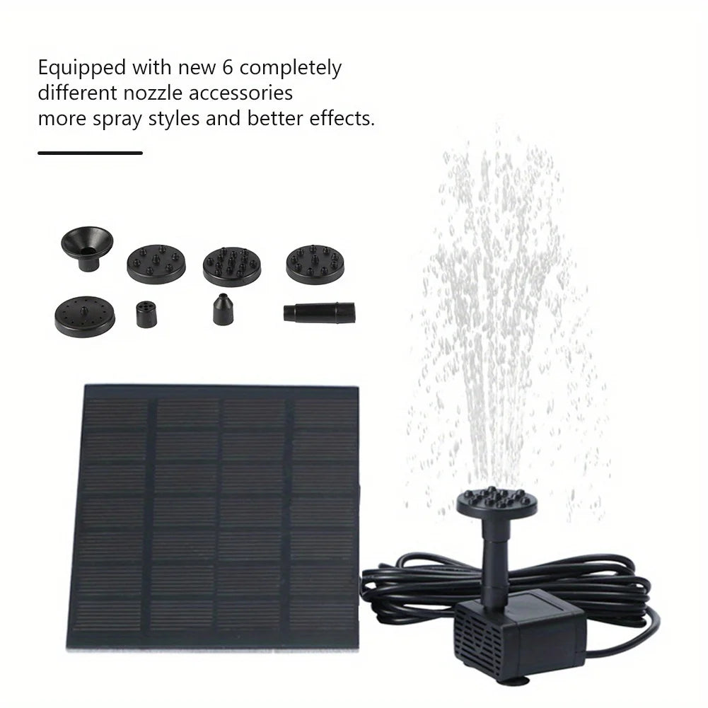 Solar Fountain Pump With Six Nozzles For Garden Pond Birdbath