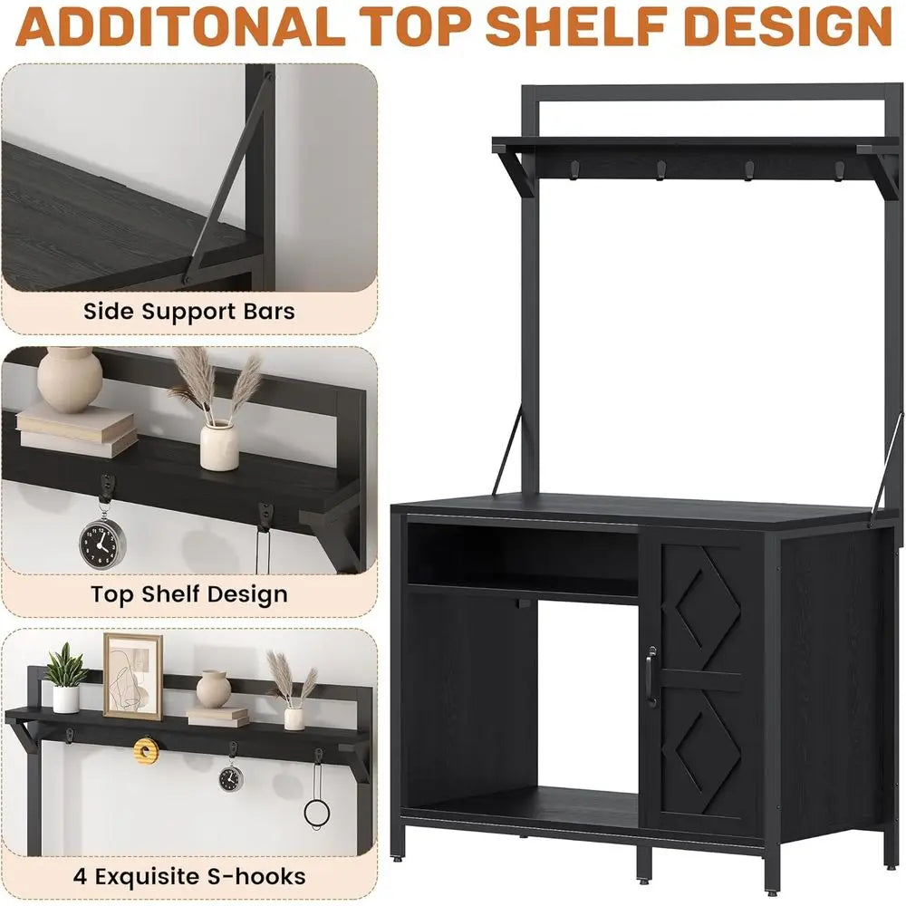 Tank Stand With Power Outlet And Aquarium Display Shelves