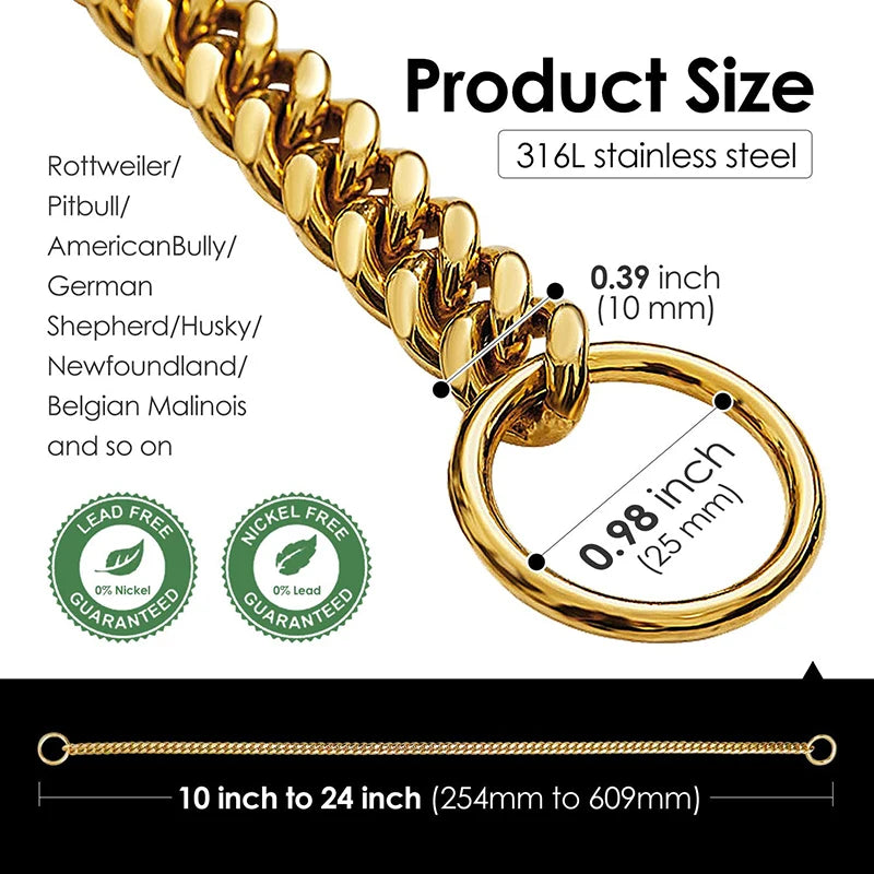 Stainless Steel Cuban Chain Collar for Dogs