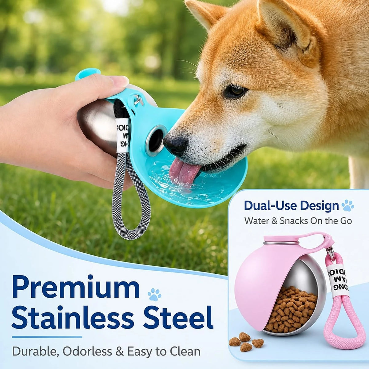 Leak Proof Portable Pet Water Bottle With Foldable Bowl