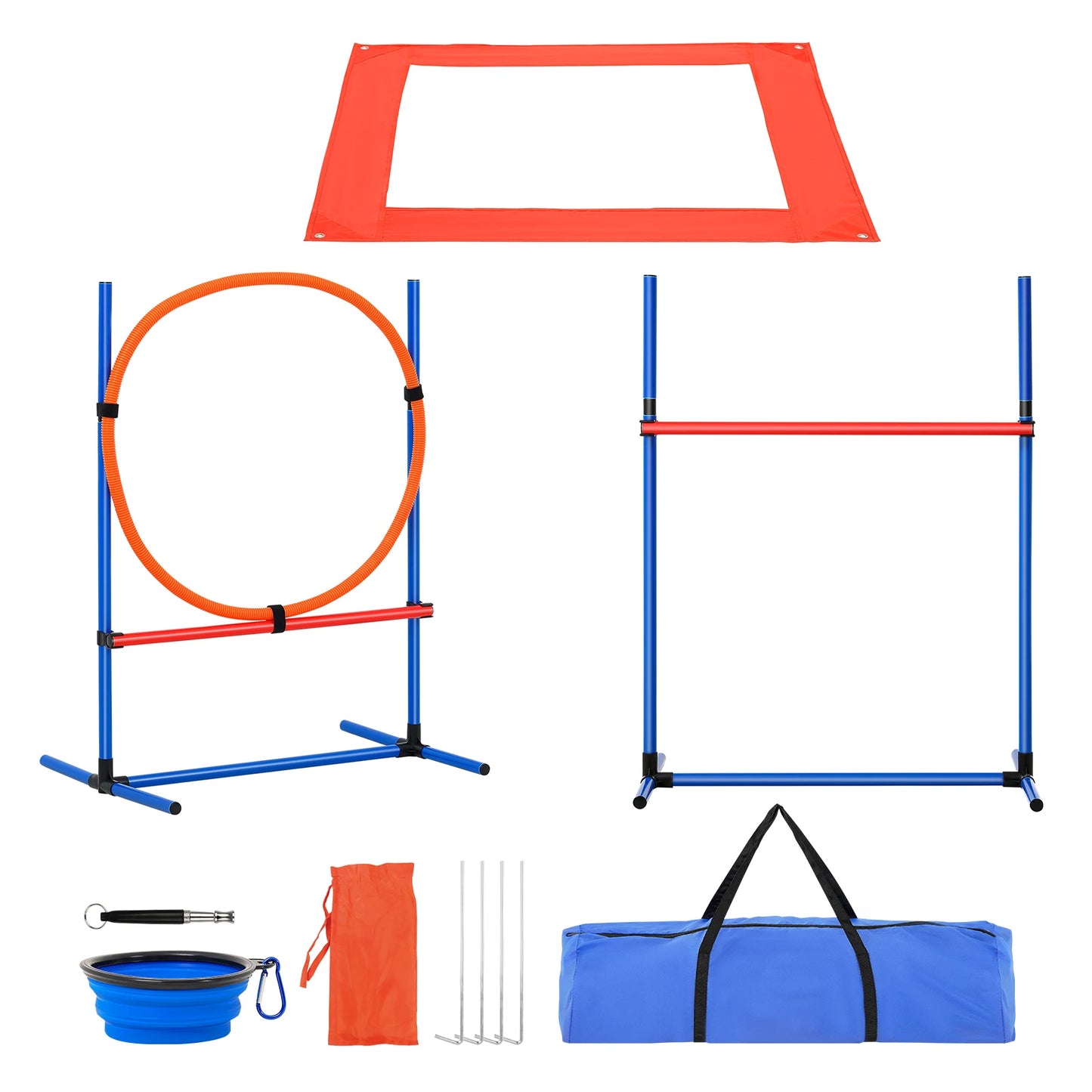 SucceBuy Dog Agility Training Equipment Set With Adjustable Hurdles And Poles