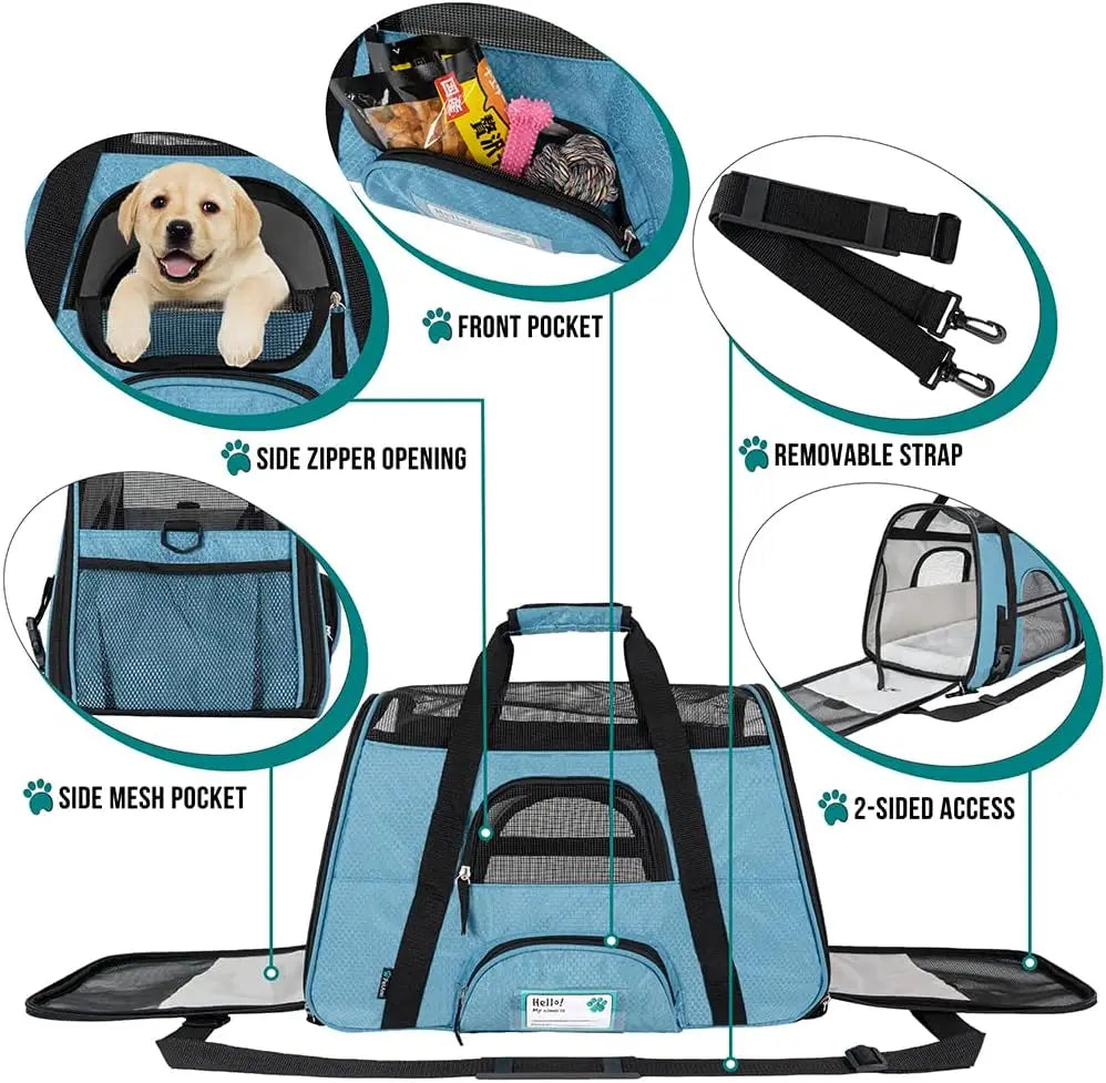 Airline Approved Soft Sided Pet Carrier For Cats And Small Dogs With Sherpa Bed