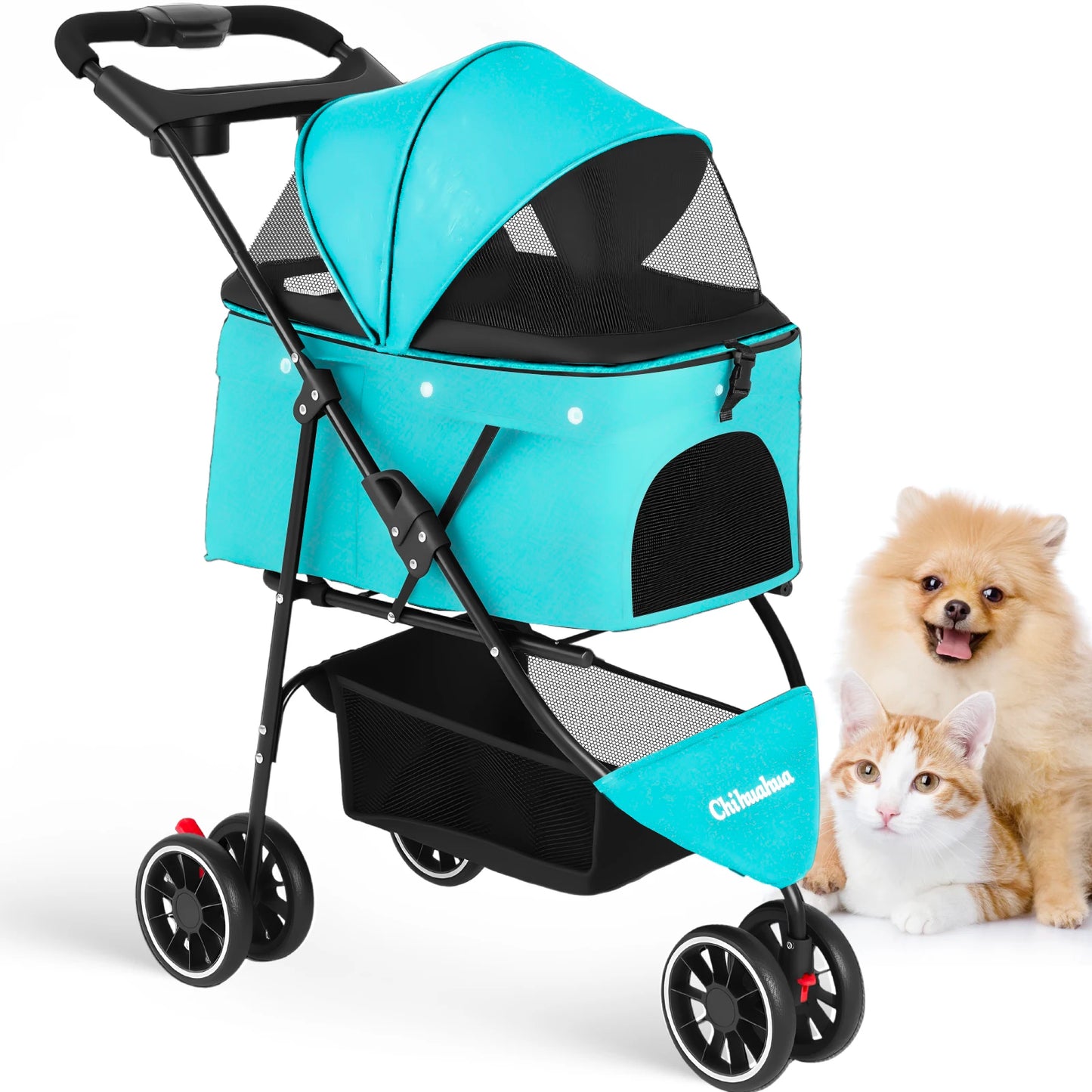Chihuahua Pet Stroller for Small Dogs and Cats Foldable Carrier