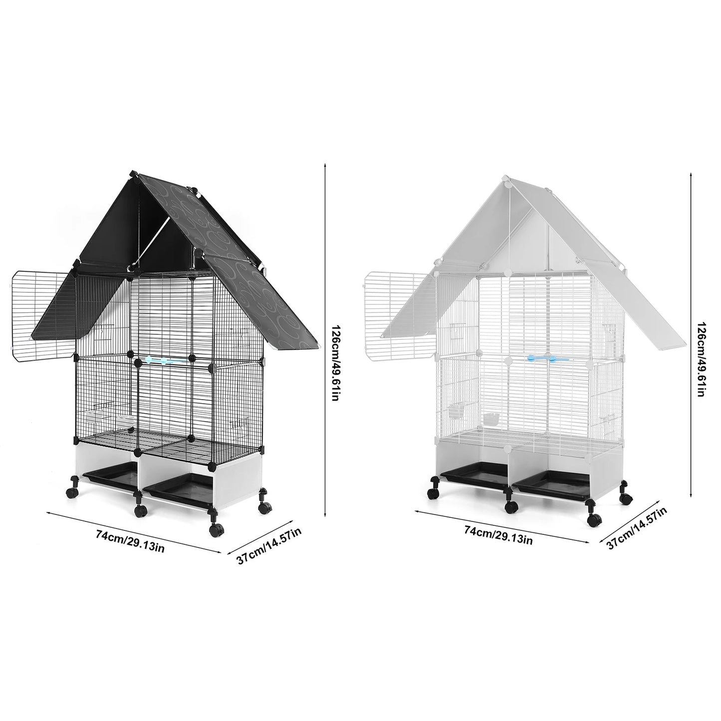 Shunmaii Large Bird Cage With Lock Rolling Stand Bird Villa