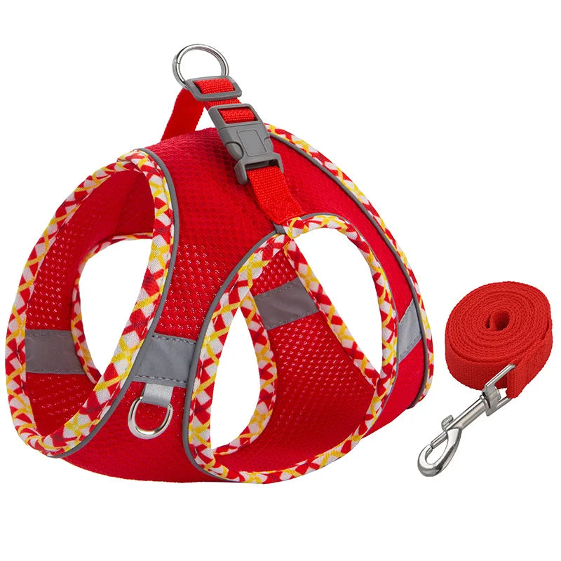 Pet Dog Harness and Leash Set for Small Medium Dog Outdoor Walking Reflective Adjustable Cat Vest Harness Chihuahua Pet Supplies