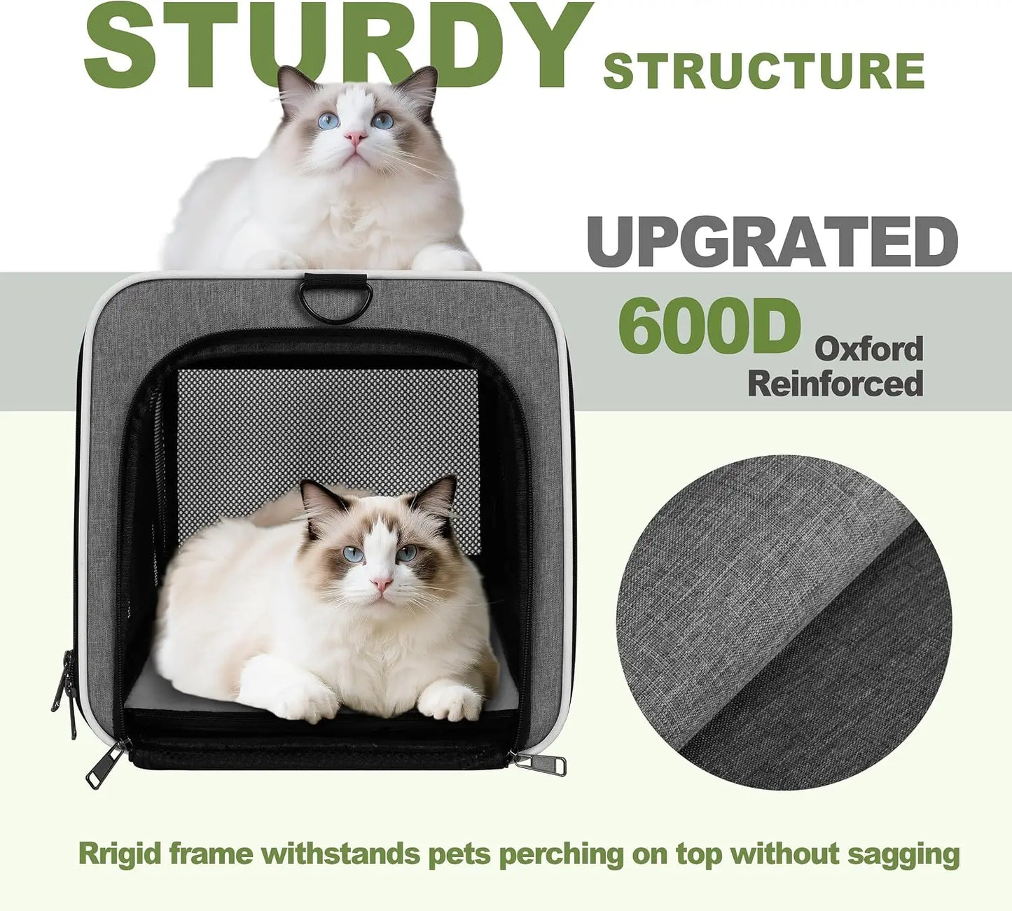 Soft Pet Carrier Bag 18x11x11 Top Load Travel Crate for Cats Dogs Puppies Under 25 lbs with Escape-Proof Zippers