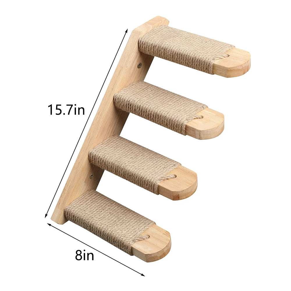 PETRAVEL Cat Climbing Shelf Wall Mounted Four Step Scratching Post