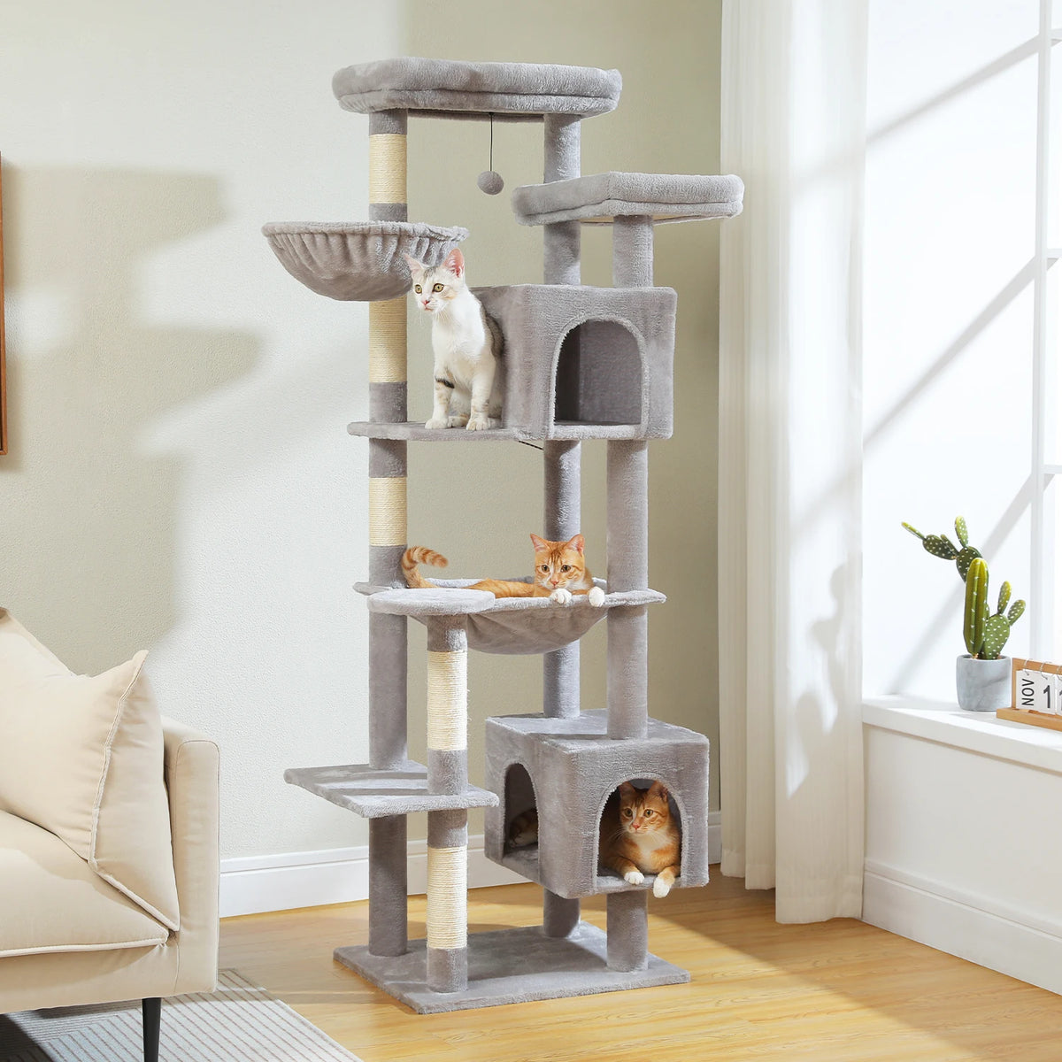 Pawz Road Large Multi-Level Plush Cat Tree With Scratching Posts