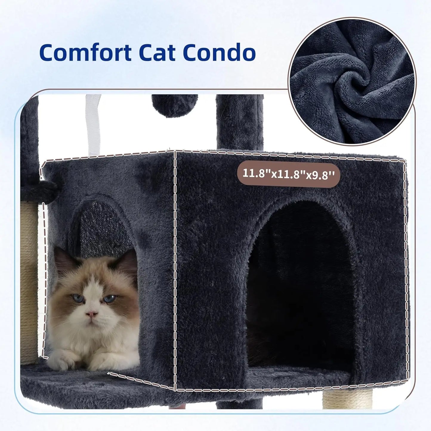 Cat Tree Tower For Indoor Cats With Hammock And Condo