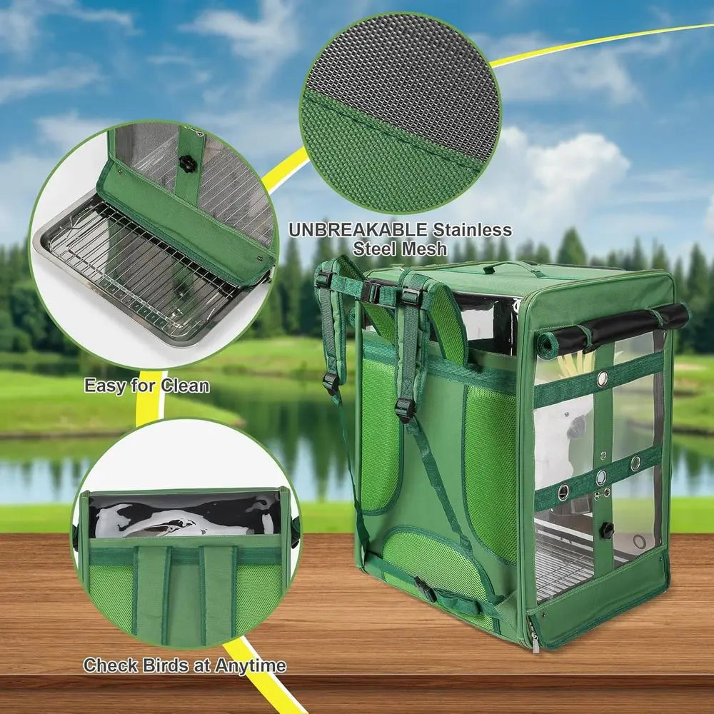 Bird Carrier Travel Cage For Parrots And Cockatoos Backpack Style
