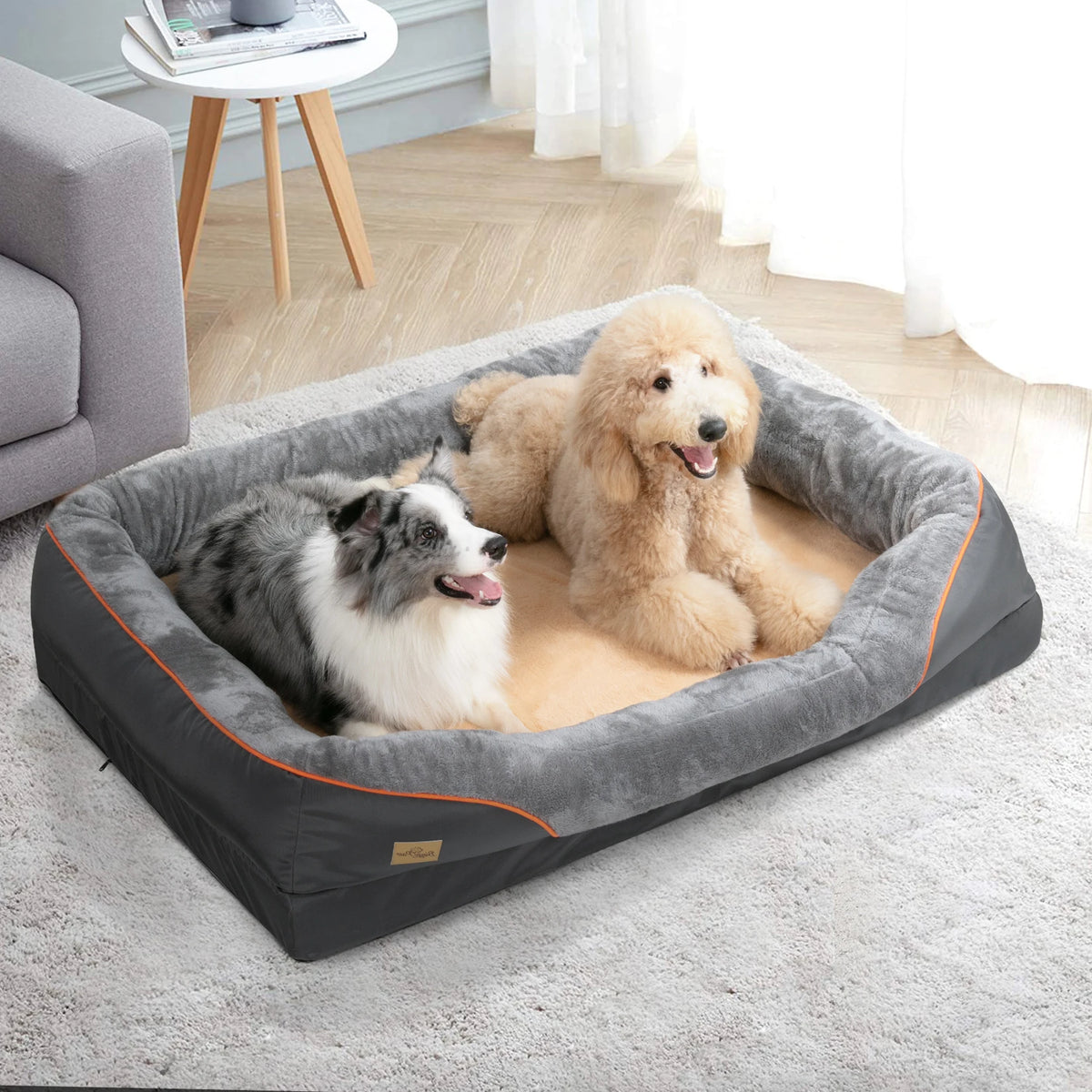 BINGOPAW Waterproof Washable Fleece Dog Bed With Removable Cover