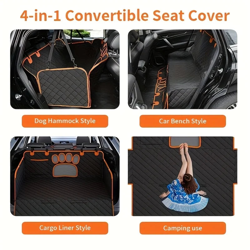 Dog Rear Seat Cover Hammock For Cars Waterproof Heavy Duty