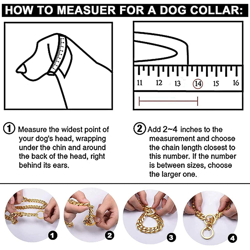 Stainless Steel Cuban Chain Collar for Dogs