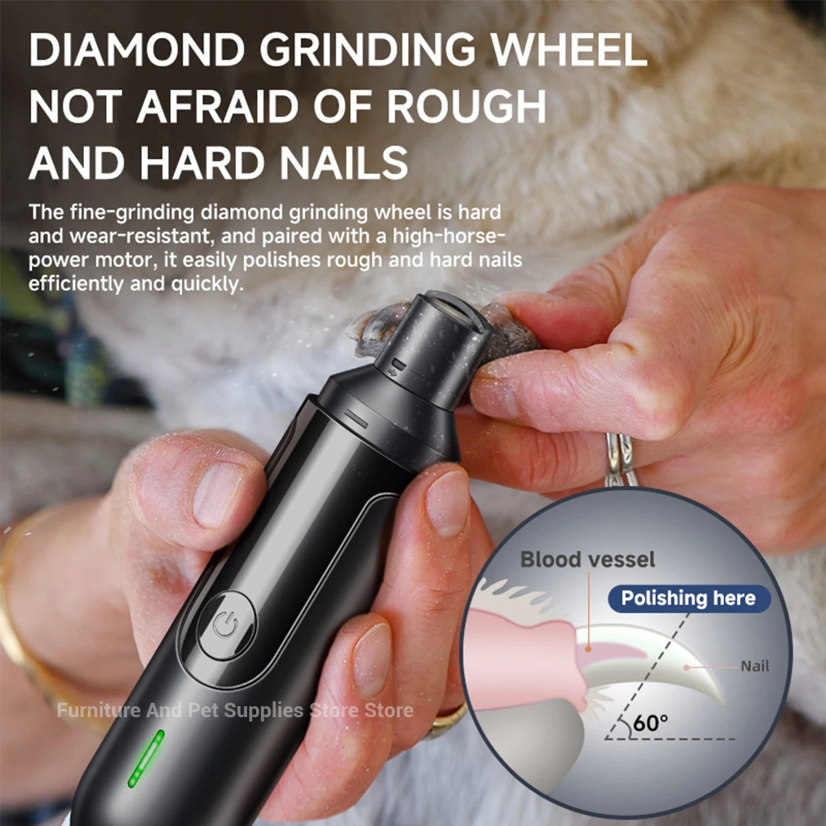 Electric Pet Nail Grinder USB Rechargeable Painless Trimmer For Pets