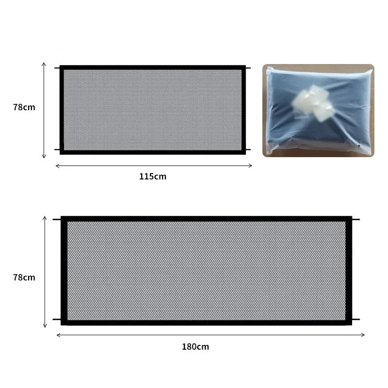 Pet Dog Barrier Fence 4 Hooks Foldable Breathable Mesh Playpen