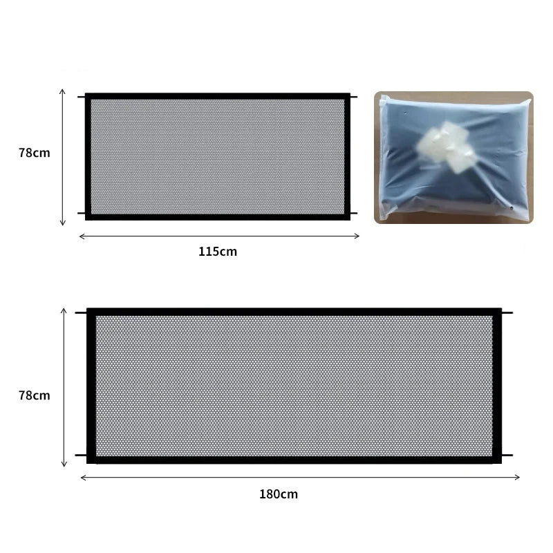 Pet Dog Barrier Fence 4 Hooks Foldable Breathable Mesh Playpen