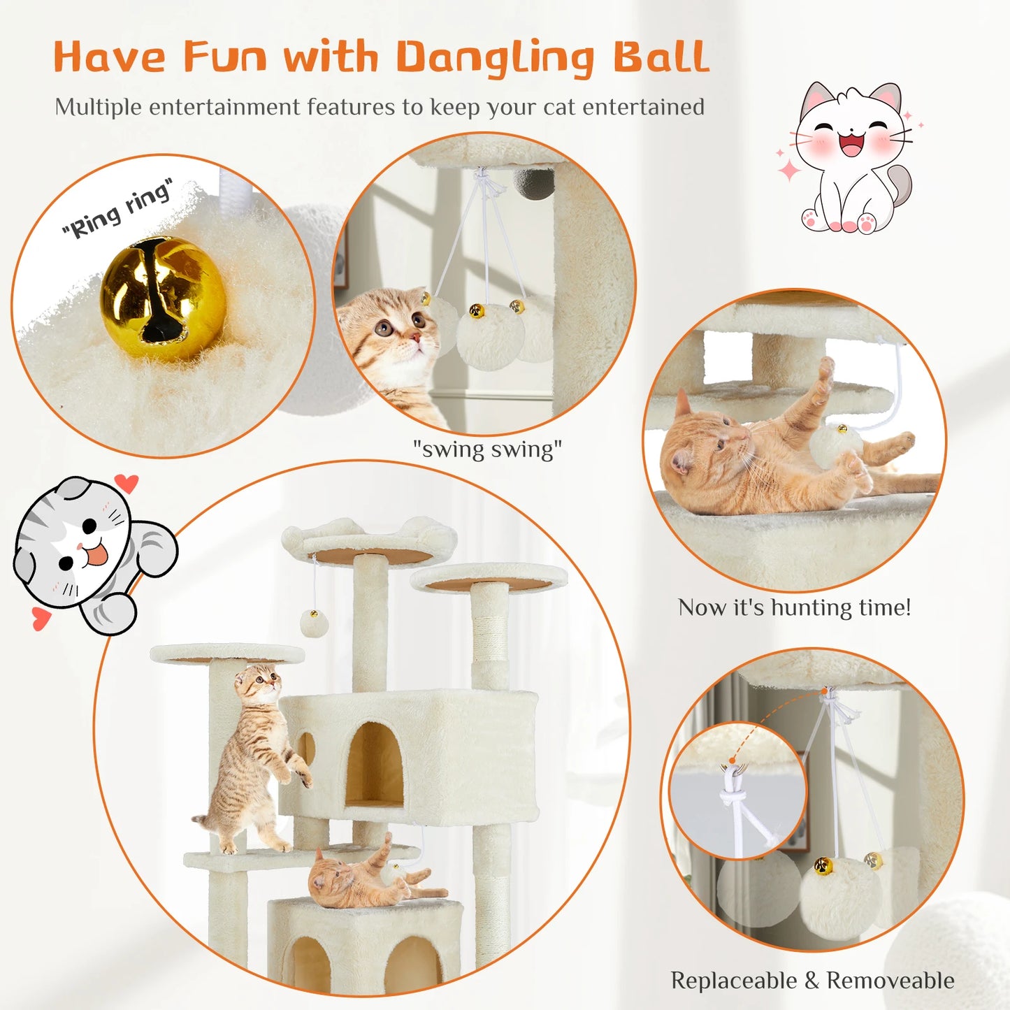 JHK Multi-Level Cat Tree Tower With Sisal Scratching Post