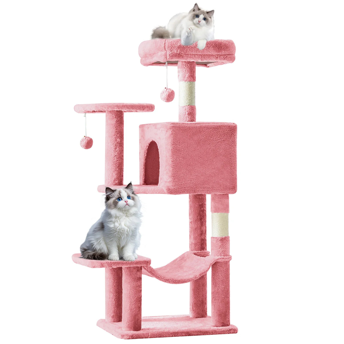 MCQ 44IN Cat Tree Tower Cat Climbing Tower with Natural Sisal Scratching Posts Pet Condo for Indoor Cats and Kittens Play