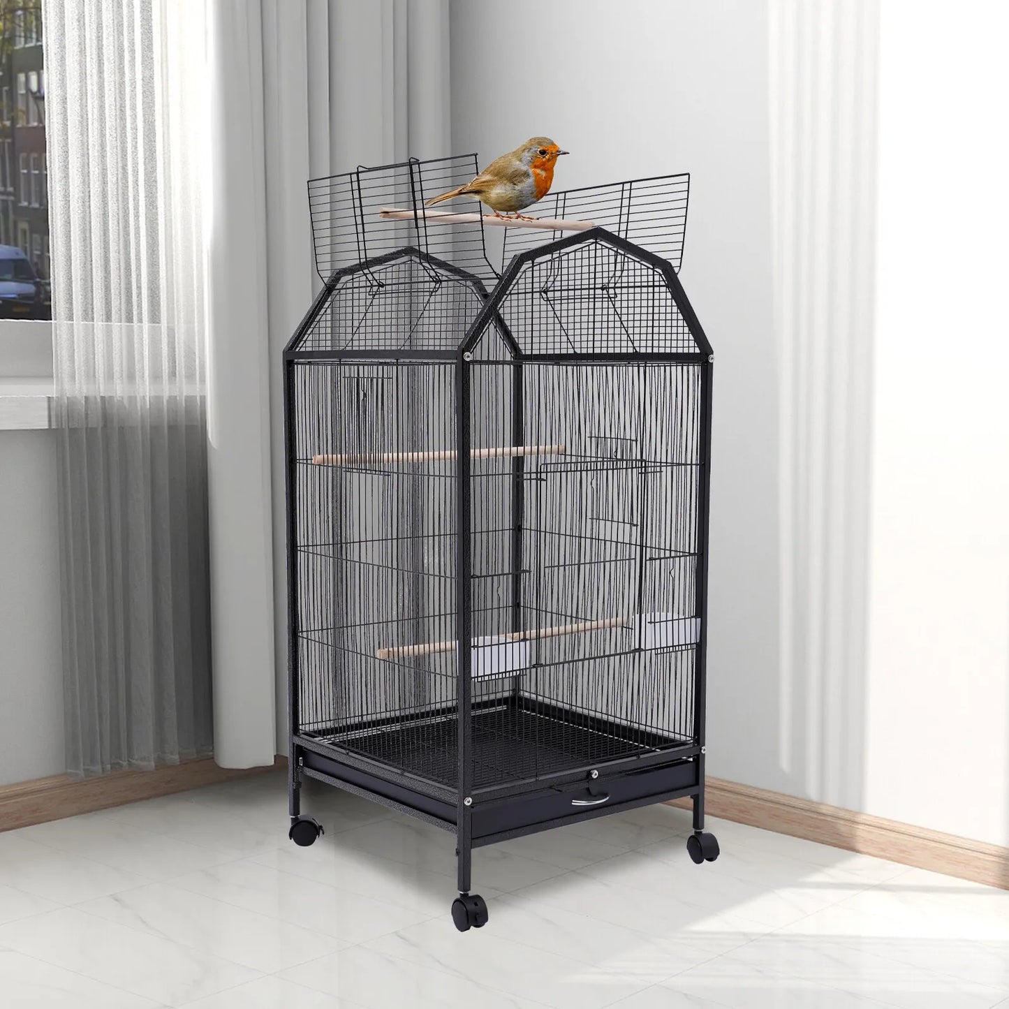 Bird Cage With Rolling Stand For Cockatiel Parakeet Finch Lovebird