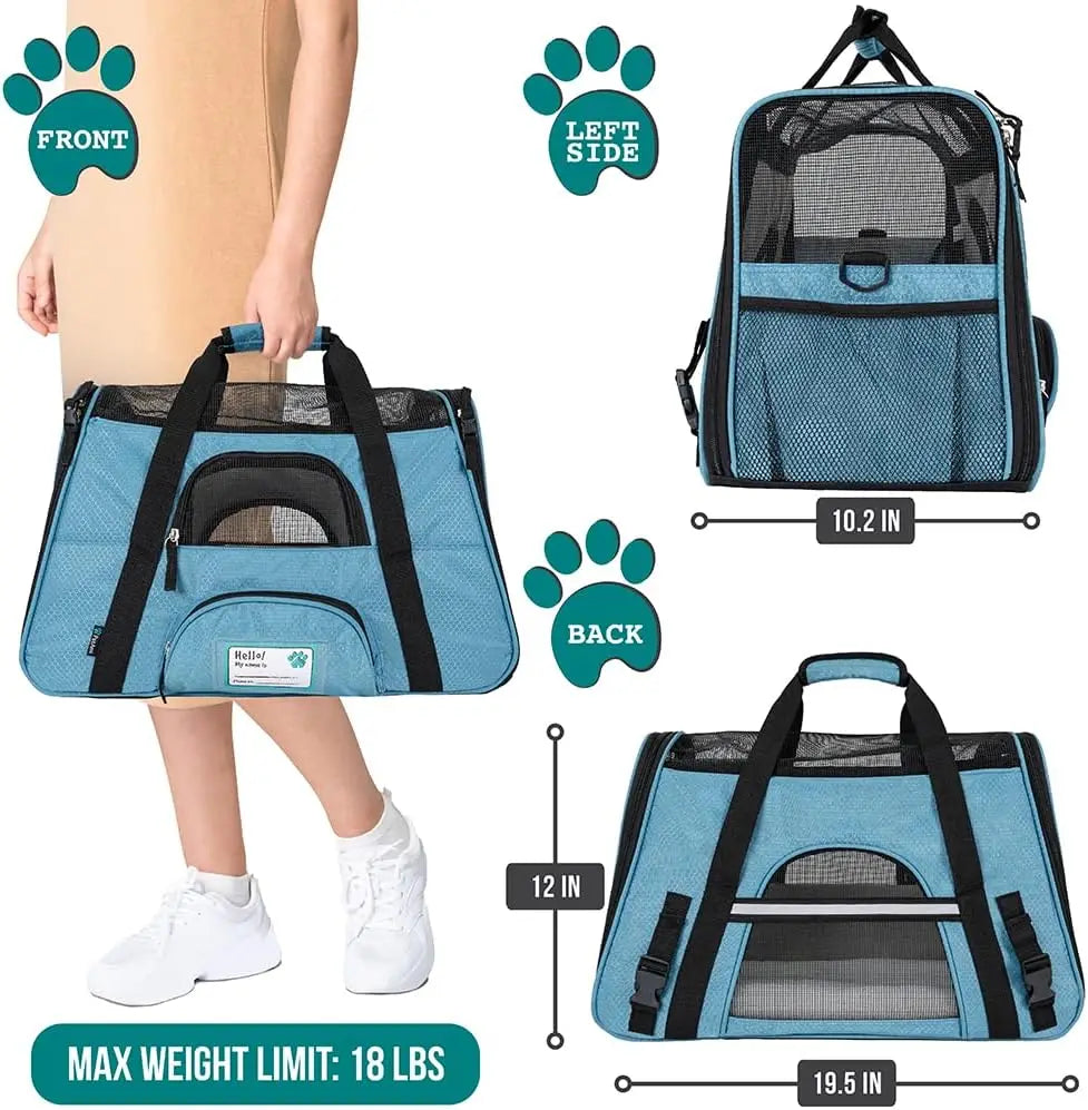 Airline Approved Soft Sided Pet Carrier For Cats And Small Dogs With Sherpa Bed