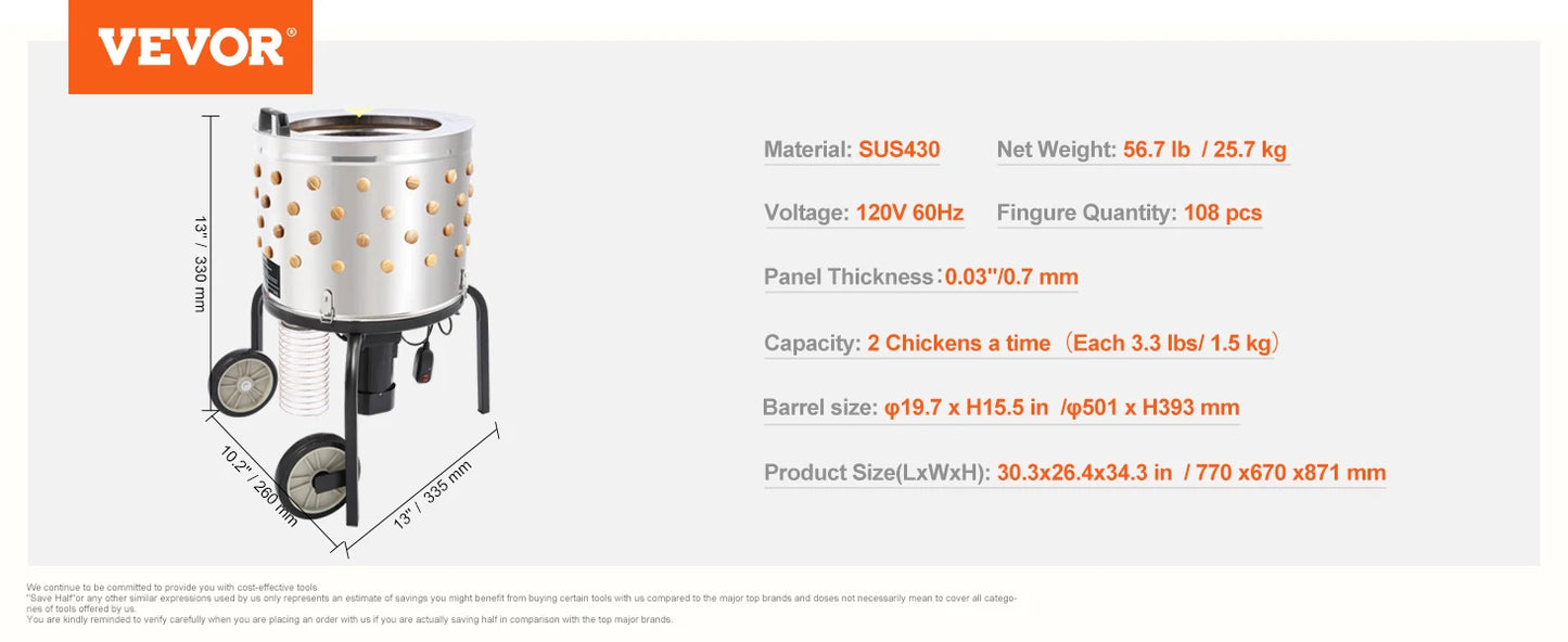 SucceBuy Chicken Plucker Machine For Poultry Plucking