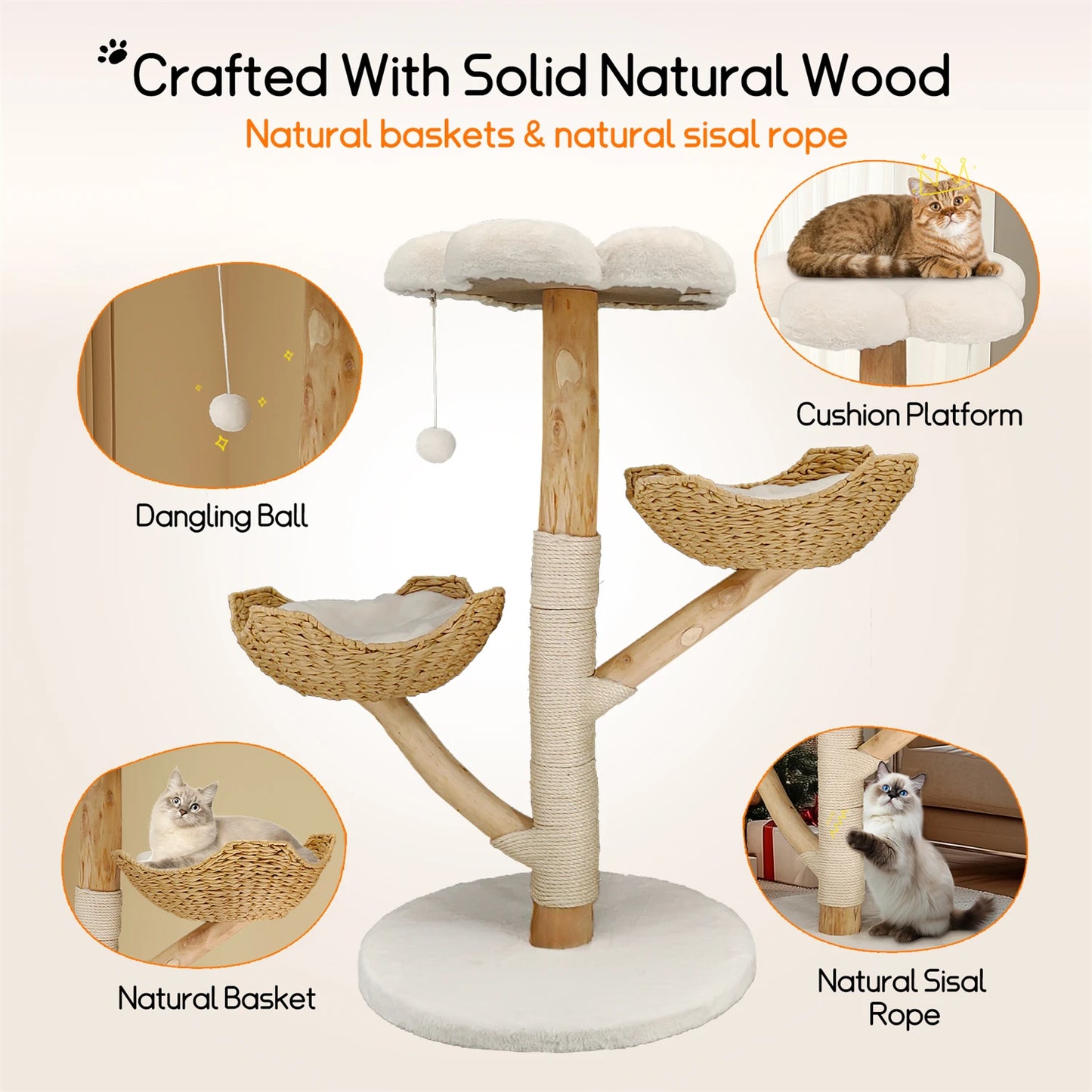 BINGOPAW Modern Cat Tree Activity Tower With Plush Cushion