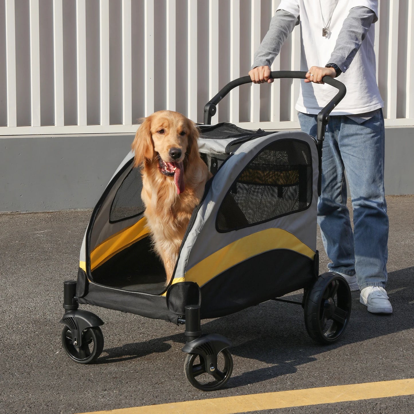 Portable Four Wheel Dog Cat Stroller Foldable Travel Carrier