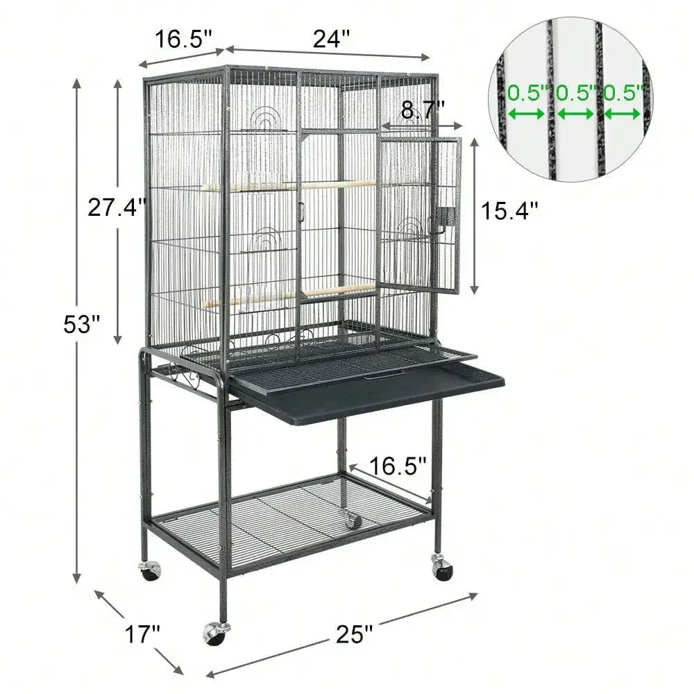 Durable Iron Play Top Bird Cage for Parrots and Finches