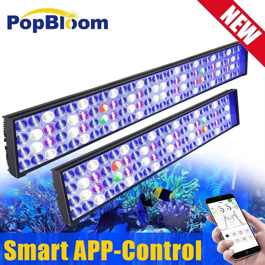 PopBloom WiFi Led Aquarium Light Full Spectrum Marine Reef Lamp