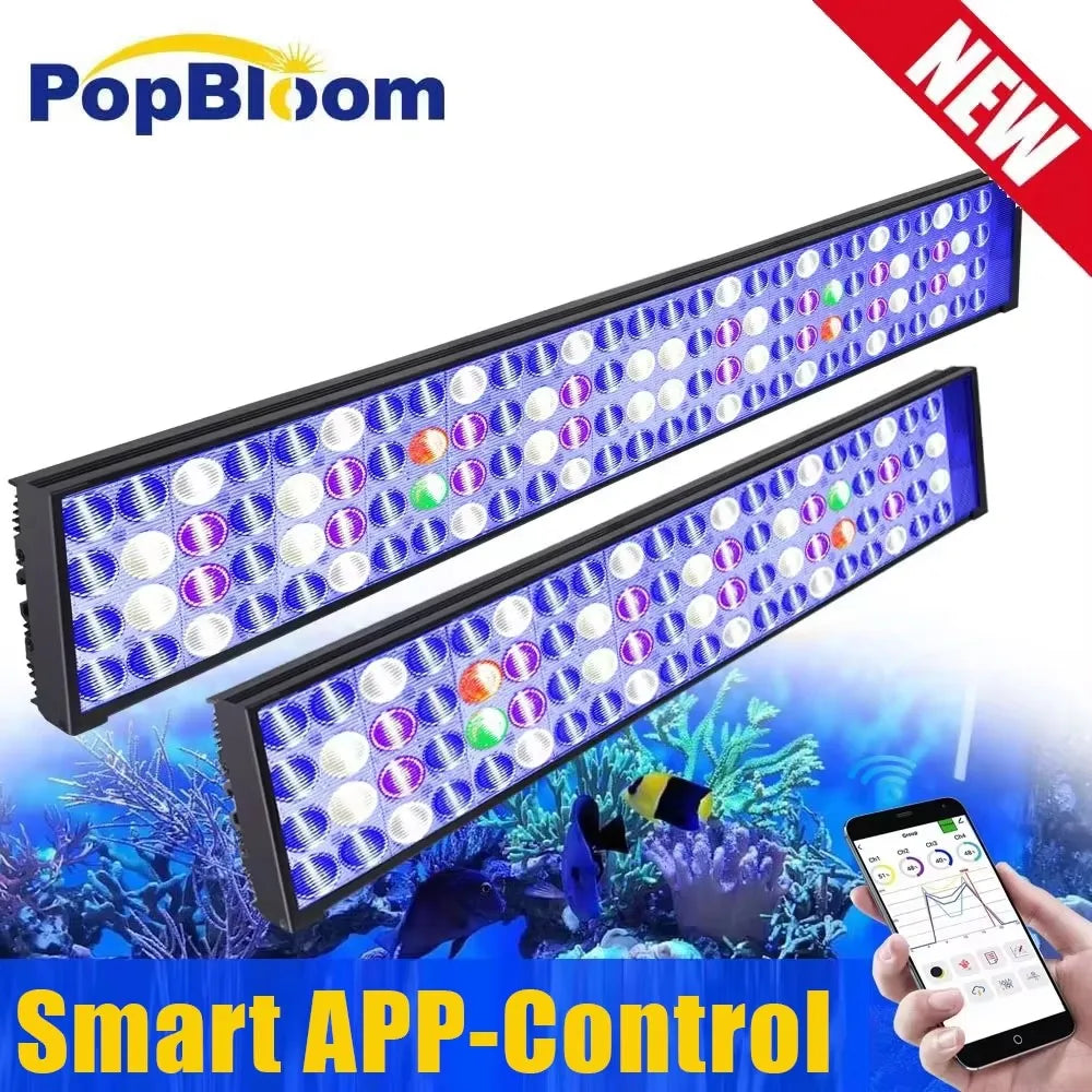 PopBloom WiFi Full Spectrum LED Aquarium Light For Marine Tanks