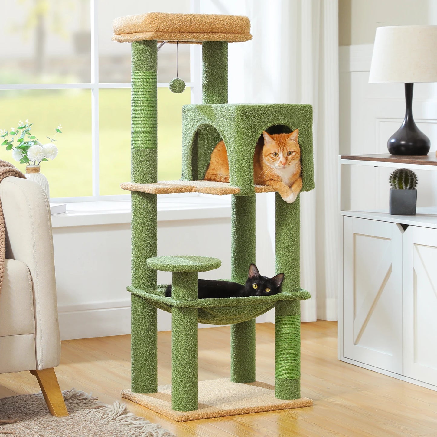 PEQULTI 5 Level Cat Tree Tower With Top Perch And Hammock